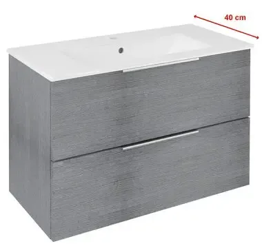 Beperkt Aanbod Sapho Cirasa Compact badmeubel 80cm grijs eiken met witte wastafel