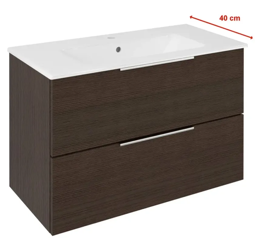Aanbieding Sapho Cirasa Compact badmeubel 80cm donkerbruin met witte wastafel