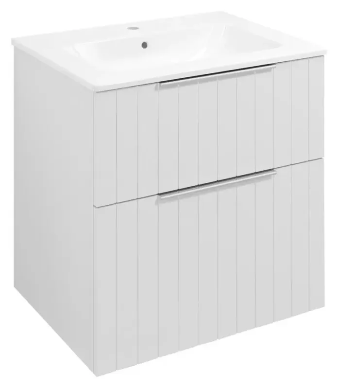 Bestseller Sapho Cirasa Compact badmeubel met ribbelfront 60cm wit mat met witte wastafel