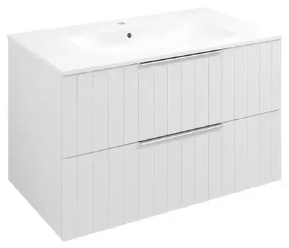 Betrouwbaar Sapho Cirasa Compact badmeubel met ribbelfront 80cm wit mat met witte wastafel