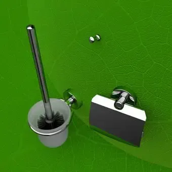 Geesa Luna toiletset compleet m. closetrolhouder m. klep, borstelgarnituur + ophanghaak m. extra zwarte borstel chroom Must-Have