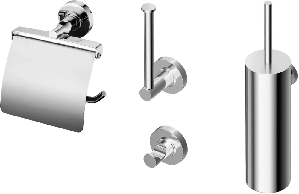 Koop Vandaag Ideal Standard Iom toiletaccessoires set m. handdoekhaak, closetrolhouder m. deksel m. closetborstelgarnituur en reserverolhouder chroom