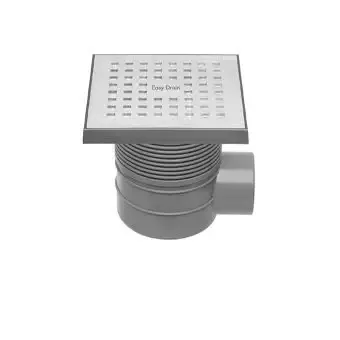 Exclusieve Aanbieding Easy Drain Aqua Quattro vloerput m. ABS afwerkdeel RVS rooster en zijuitlaat 15x15cm inbouwdiepte 70-103mm m. waterslot 50 tot 25mm