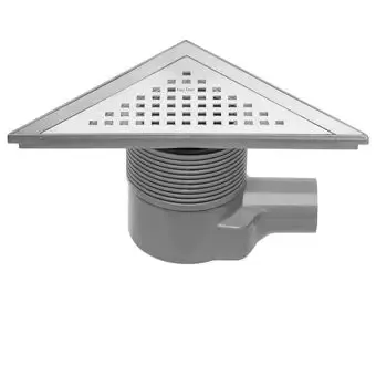 Easy Drain Aqua Delta vloerput driehoekig m. ABS afwerkdeel/RVS rooster en zijuitlaat 22x22cm inbouwdiepte 68-104mm m. waterslot 50 tot 25mm Meest Verkocht