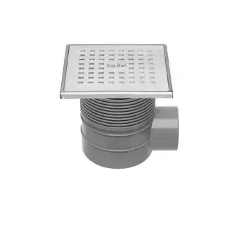 Beperkt Aanbod Easy Drain Aqua Plus Quattro vloerput m. RVS afwerkdeel m. RVS rooster en zijuitlaat 15x15cm inbouwdiepte 73-106mm m. waterslot 50 tot 25mm