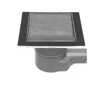 Speciale Aanbieding Easy Drain Aqua Plus Quattro Tegel vloerput m. RVS afwerkdeel/RVS betegelbaar rooster en zijuitlaat 15x15cm inbouwdiepte 75-111mm m. waterslot 50 tot 25mm