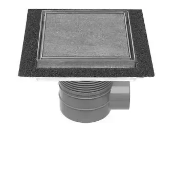 Speciale Aanbieding Easy Drain Aqua Plus Quattro Tegel vloerput m. RVS afwerkdeel/RVS betegelbaar rooster en zijuitlaat 20x20cm inbouwdiepte 80-113mm m. waterslot 50 tot 25mm