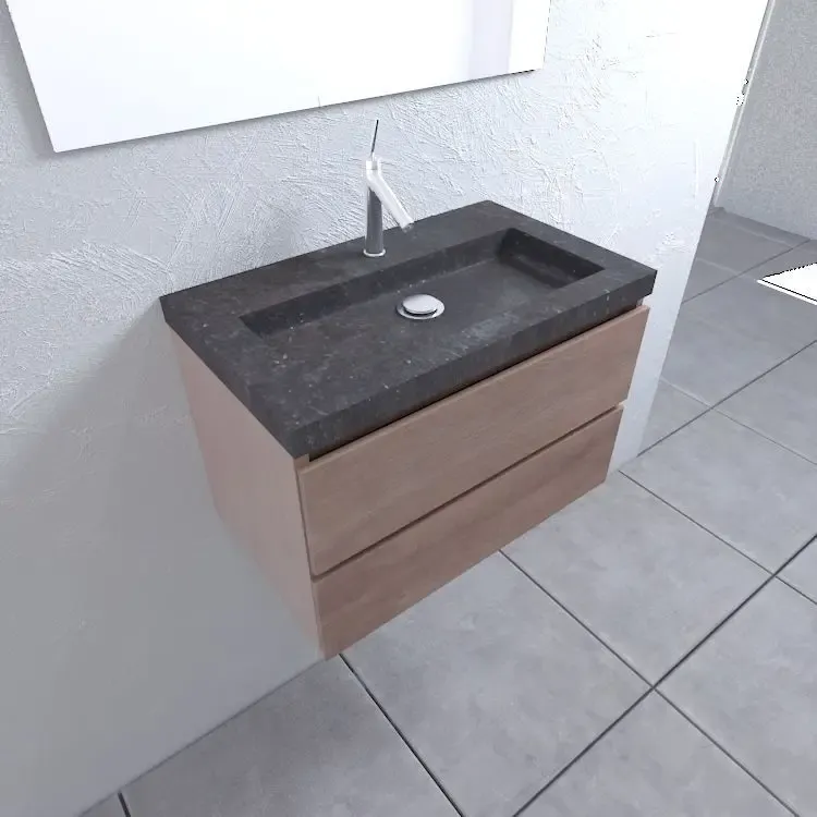 Mueller Cali eiken houten badkamermeubel 80cm met 1 kraangat Shop Nu