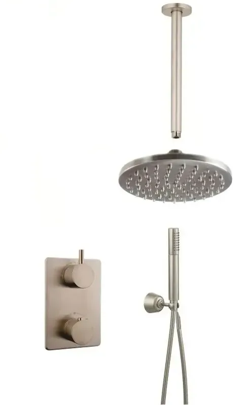 Uitverkoop Mueller Round inbouw regendouche met plafond arm en hoofddouche 30cm RVS look