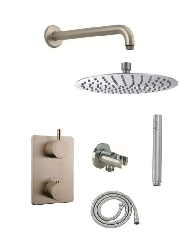 Alleen Vandaag Mueller Round inbouw regendouche met wand arm en hoofddouche 30cm RVS look