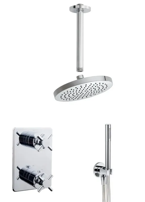 Veilige Betaling Mueller Cross inbouw regendouche met plafond arm en hoofddouche 30cm chroom