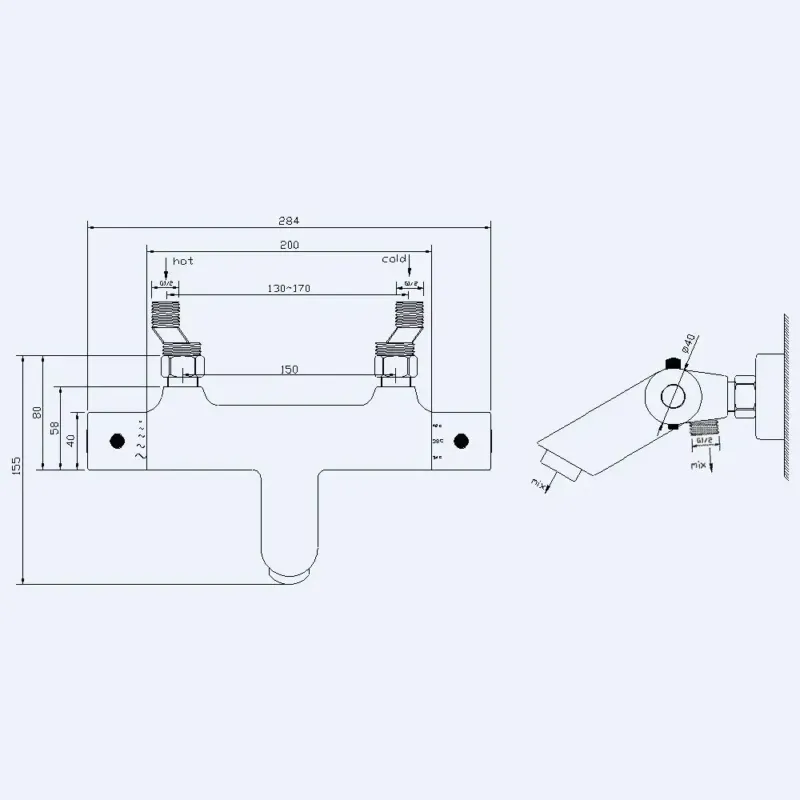 Mueller Rio thermostatische badmengkraan mat zwart Veilige Betaling
