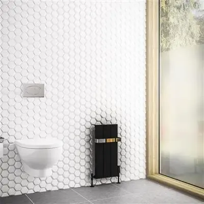 Exclusieve Aanbieding Eastbrook Rosano verticale aluminium radiator 28x60cm mat zwart 316 Watt