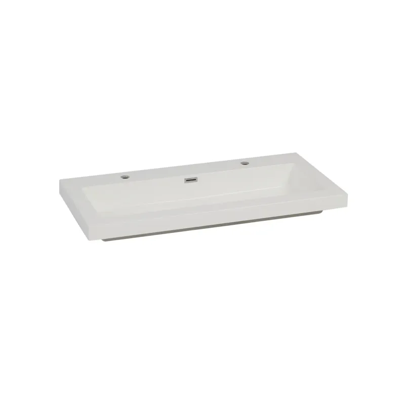 Mueller Single mineraalmarmer wastafel met 2 kraangaten 100x46cm Bestel Nu