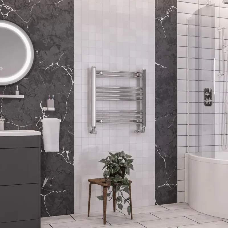 Goedkoop Eastbrook Wendover gebogen handdoekradiator 60x60cm 208W chroom