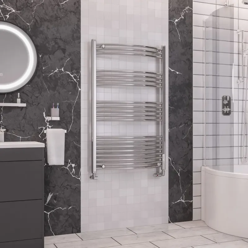 Gereduceerde Prijs Eastbrook Wendover gebogen handdoekradiator 75x120cm 501W chroom