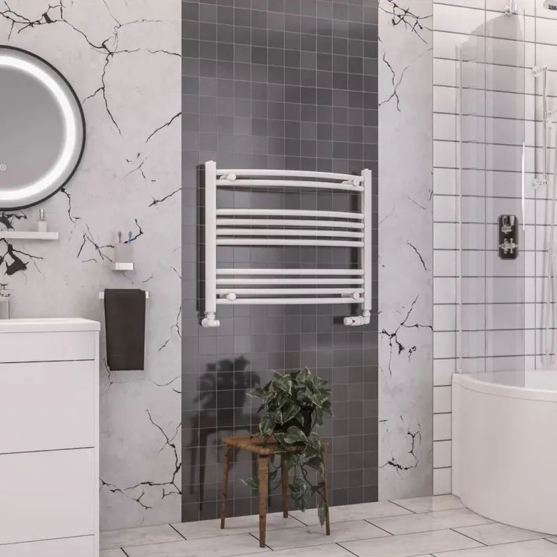 Eastbrook Wendover gebogen handdoekradiator 75x60cm 314W wit glans Korting