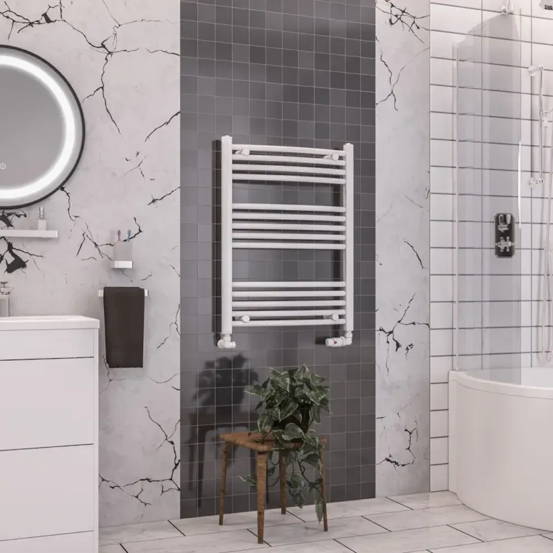 Korting Eastbrook Wendover gebogen handdoekradiator 60x80cm 364W wit glans