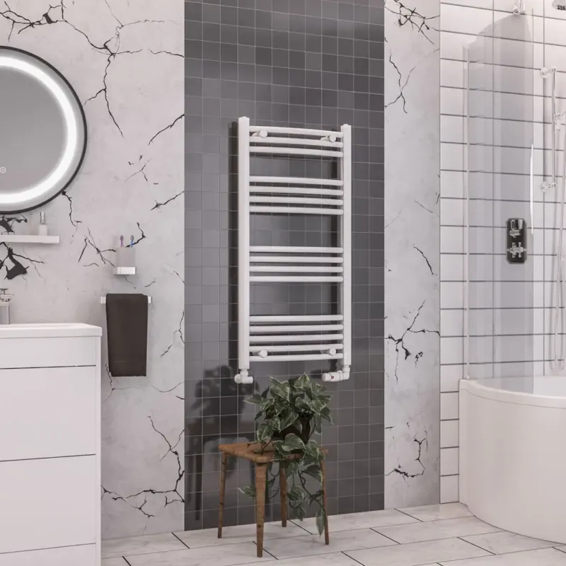 Eastbrook Wendover gebogen handdoekradiator 50x100cm 372W wit glans Seizoensaanbieding