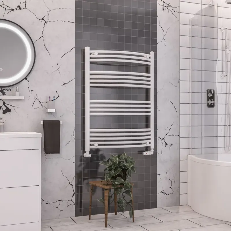 Eastbrook Wendover gebogen handdoekradiator 75x100cm 512W wit glans Favoriet