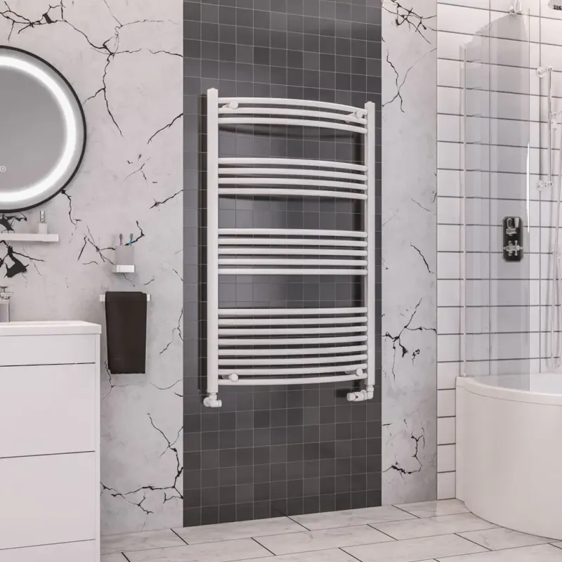 Eastbrook Wendover gebogen handdoekradiator 75x120cm 634W wit glans Voordeelprijs