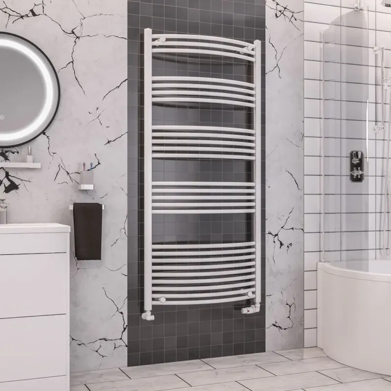 Eastbrook Wendover gebogen handdoekradiator 75x160cm 829W wit glans Superprijs