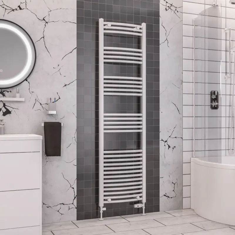 Premium Eastbrook Wendover gebogen handdoekradiator 50x180cm 684W wit glans