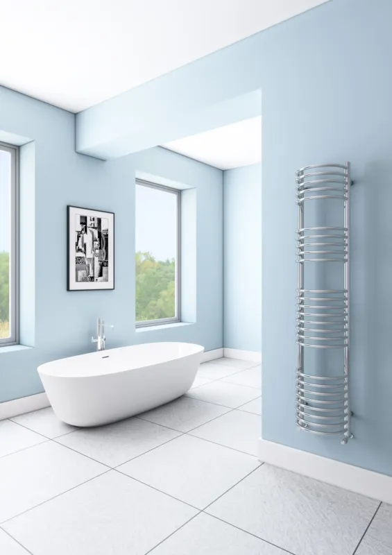 Eastbrook Mezzo Tondo design radiator 160x32cm Chroom 574 watt Direct Beschikbaar