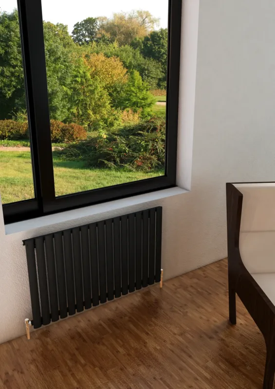 Rechtstreeks Van De Fabrikant Eastbrook Tunstall Horizontale radiator 60x117,9cm Mat zwart 1082 watt