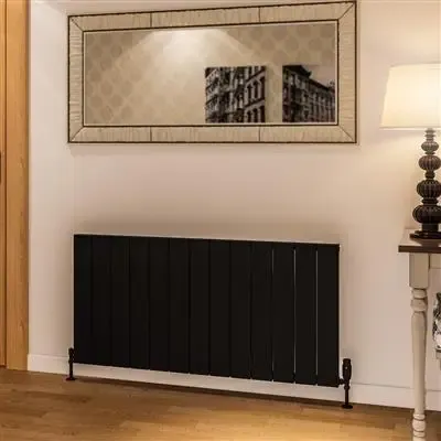 Eastbrook Rosano horizontale aluminium radiator 60x123cm Mat zwart 1443 watt Direct Beschikbaar