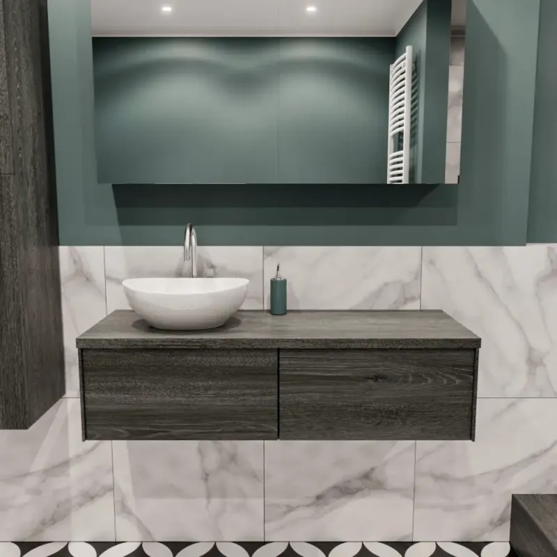 Zaro Lush badmeubel 120cm antraciet met 2 lades met ovale waskom links met kraangat Beste Prijs