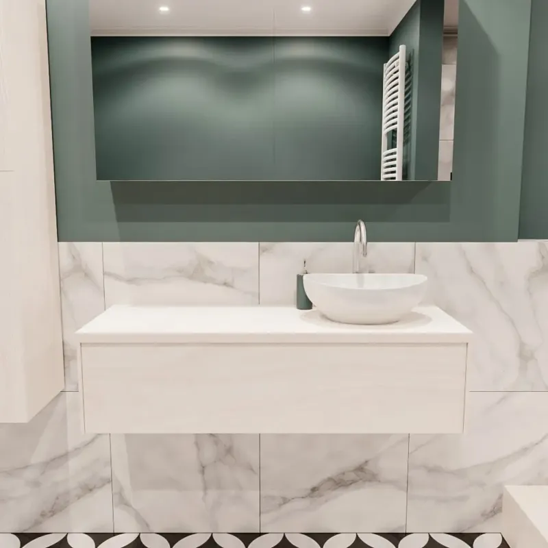 Zaro Lush badmeubel 120cm underlayment met 1 lade met ovale waskom rechts met kraangat Beste Prijs