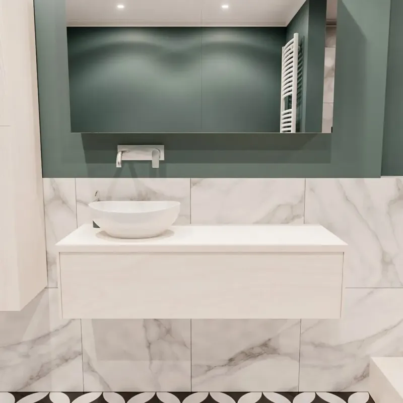 Zaro Lush badmeubel 120cm underlayment met 1 lade met ovale waskom links zonder kraangat Beste Prijs