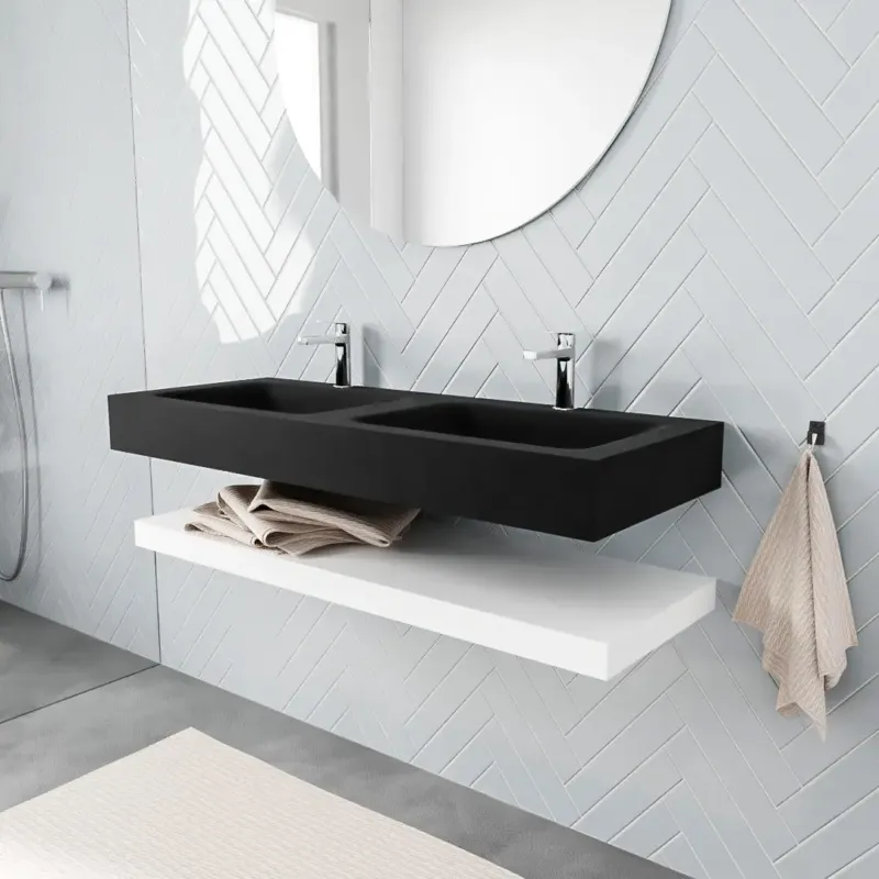 Favoriet Zaro ALAN vrijhangende wastafel 120cm met wasbak dubbel en solid suface planchet in kleur Wit mat 0 lade(s)