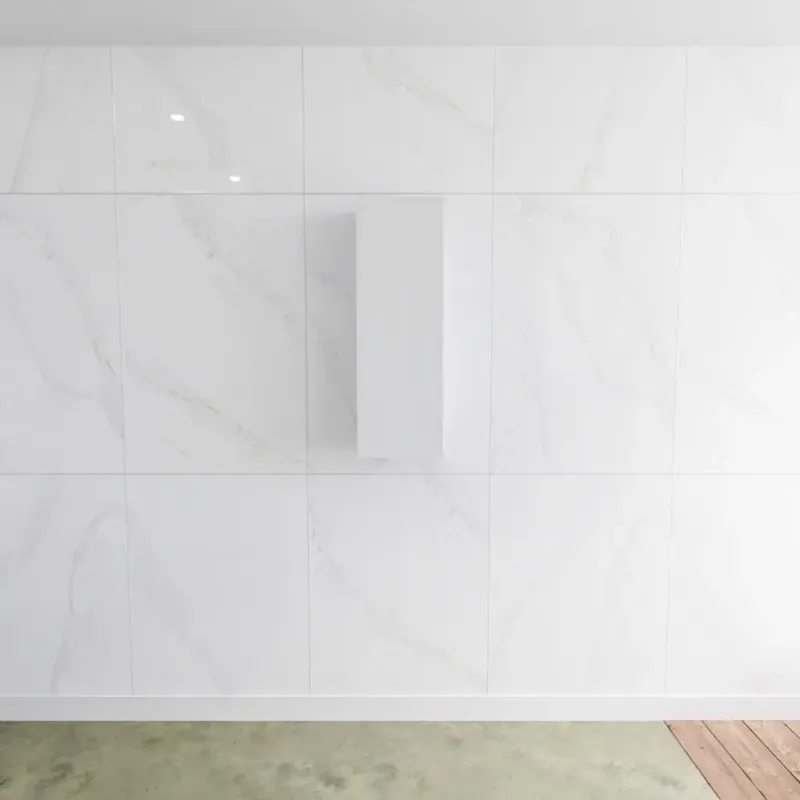 Rechtstreeks Van De Fabrikant Zaro Lagom volledig naadloos solid surface kolomkast 90cm mat wit rechtsdraaiend.
