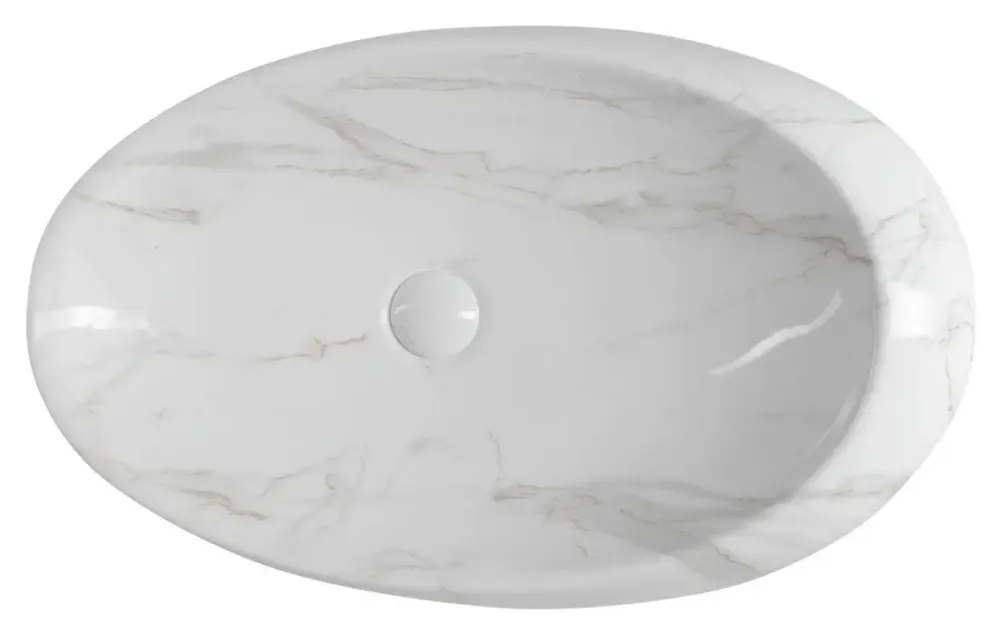 Sapho Dalma keramische waskom marmer structuur 68x44x16,5cm Gereduceerde Prijs