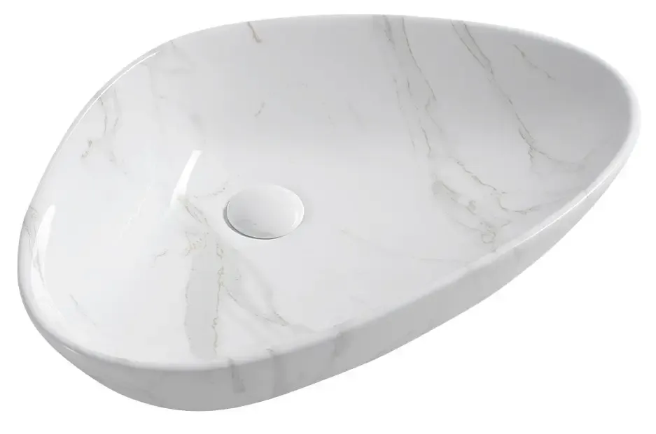 Express Levering Sapho Dalma keramische waskom marmer structuur 58x39x14cm