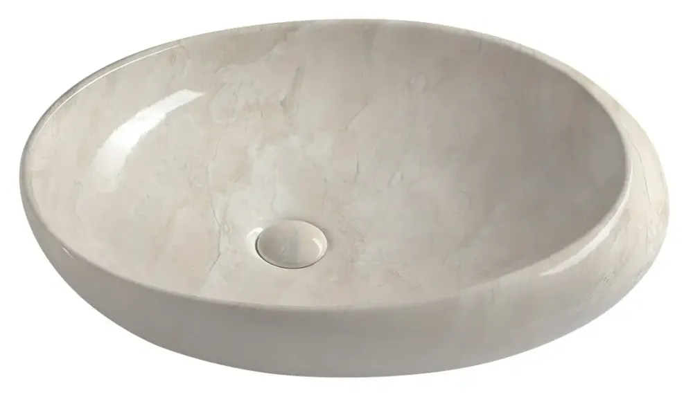 Sapho Dalma keramische waskom beige marmer structuur 68x44x16,5cm Uitverkoop