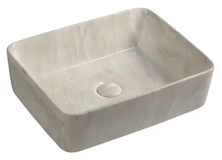 Hete Deal Sapho Dalma keramische waskom beige marmer structuur 48x38x13cm