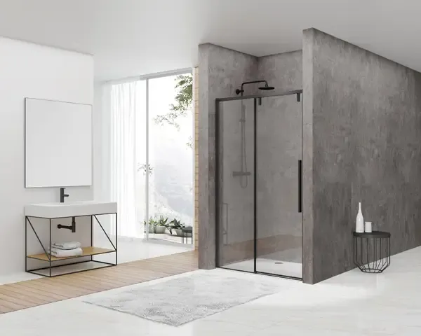 Direct Beschikbaar van Rijn ST06 softclose douchedeur met helder glas matzwart 160x200cm