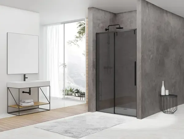 van Rijn ST06 softclose douchedeur met rookglas matzwart 120x200cm Gecertificeerd
