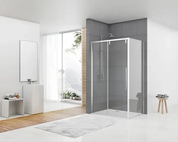 van Rijn ST06 douchecabine met 180cm softclose deur en helder glas chroom 180x100cm Nieuw