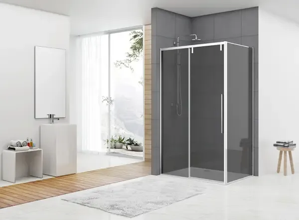 Beperkt Aanbod van Rijn ST06 douchecabine met 180cm softclose deur en rookglas chroom 180x100cm