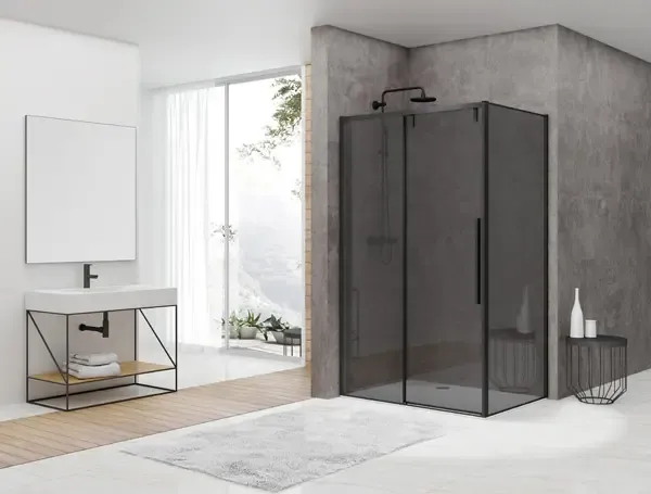 van Rijn ST06 douchecabine met 120cm softclose deur en rookglas matzwart 120x100cm Rechtstreeks Van De Fabrikant