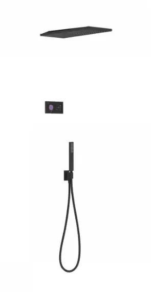 Betrouwbaar Tres Shower Technology elektronische inbouwthermostaat met regendouche 21x55cm en handdouche mat zwart