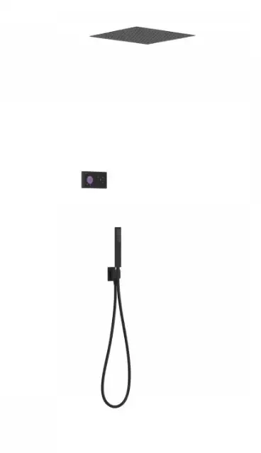 Tres Shower Technology elektronische inbouwthermostaat met regendouche type 1 38x38cm en handdouche mat zwart Koop Online