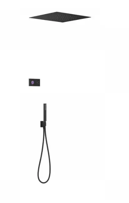Tres Shower Technology elektronische inbouwthermostaat met regendouche 50x50cm en handdouche mat zwart Laatste Versie