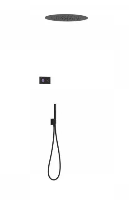 Tres Shower Technology elektronische inbouwthermostaat met regendouche 50cm en handdouche mat zwart Voordeelprijs