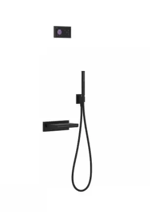 Tres Shower Technology elektronische inbouwthermostaat met baduitloop en handdouche type 2 mat zwart Dagaanbieding