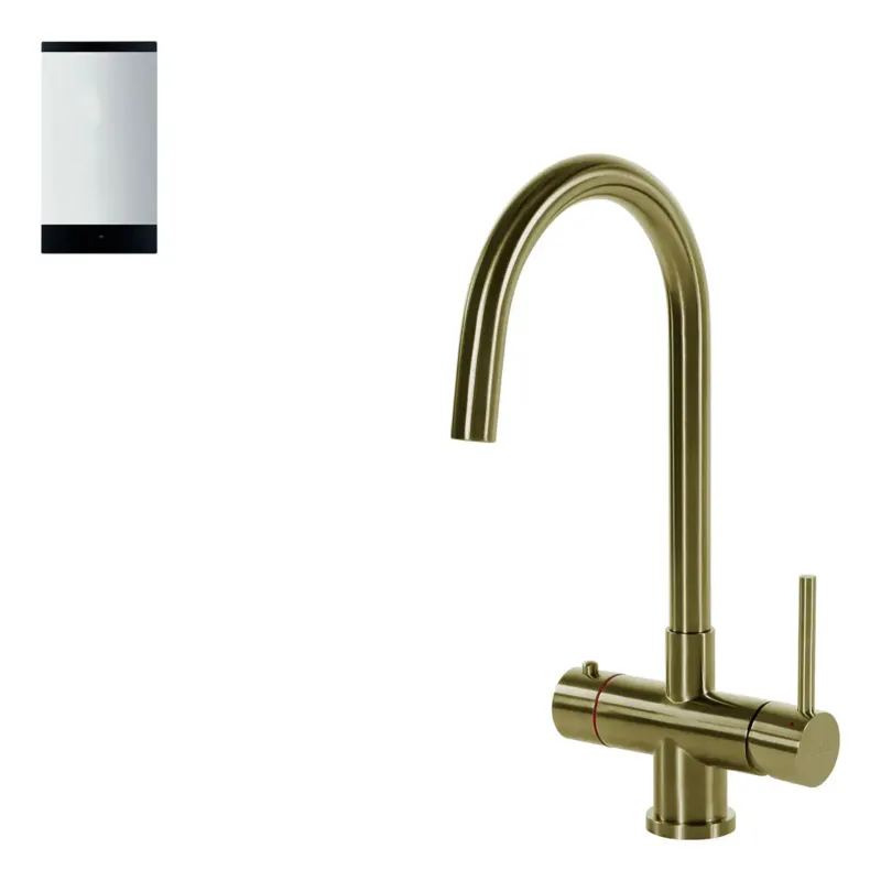 Flitsaanbieding Selsiuz Inox kokend water kraan met titanium single boiler en C-uitloopkraan gold